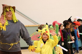 Students in costume during the costume parade